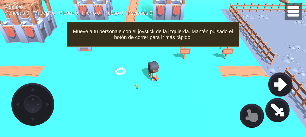 Cartel del tutorial en el pueblo junto a la fogata